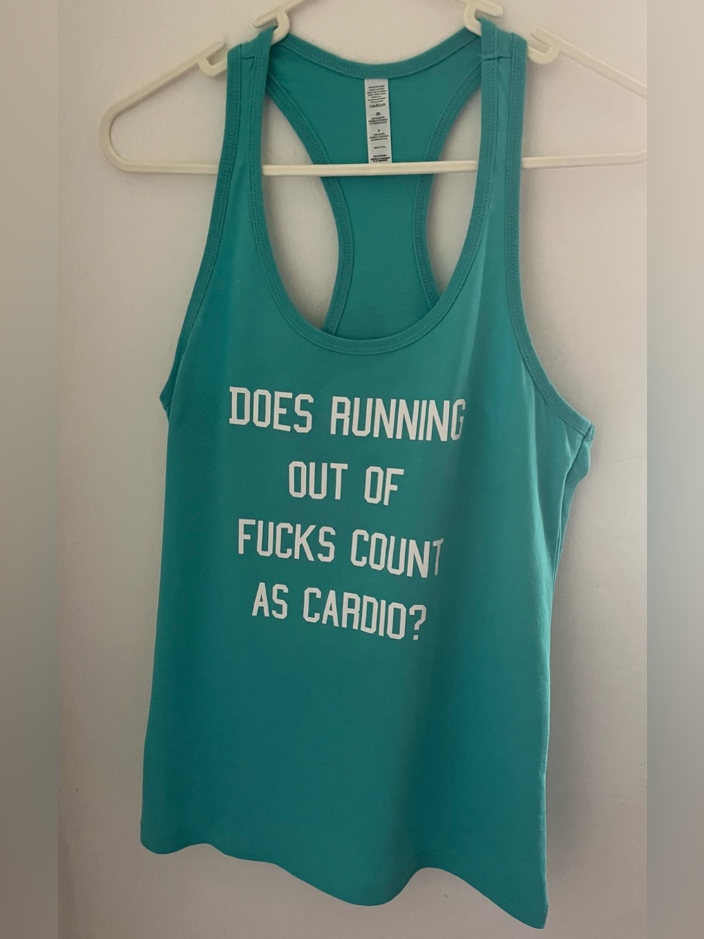 Women's Teal Racerback Tank Top with Graphic Slogan~~Size Small~~NWOT~~🩵
